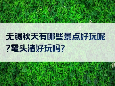 无锡秋天有哪些景点好玩呢？鼋头渚好玩吗？