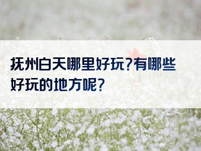 抚州白天哪里好玩？有哪些好玩的地方呢？