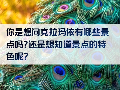 你是想问克拉玛依有哪些景点吗？还是想知道景点的特色呢？
