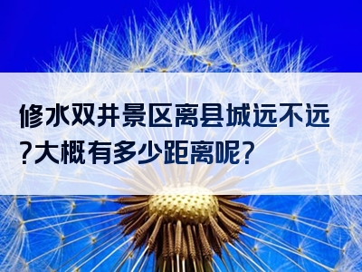 修水双井景区离县城远不远？大概有多少距离呢？