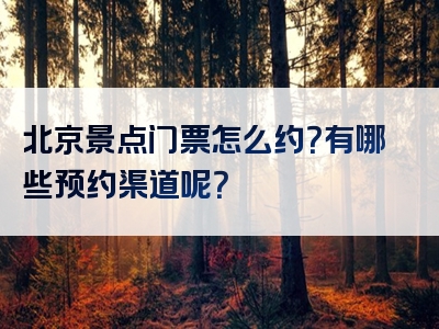 北京景点门票怎么约？有哪些预约渠道呢？