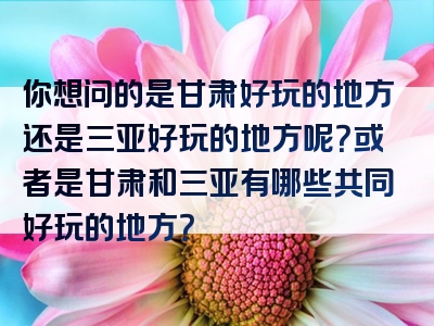 你想问的是甘肃好玩的地方还是三亚好玩的地方呢？或者是甘肃和三亚有哪些共同好玩的地方？