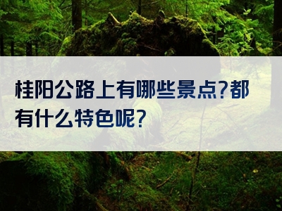 桂阳公路上有哪些景点？都有什么特色呢？