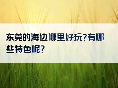 东莞的海边哪里好玩？有哪些特色呢？