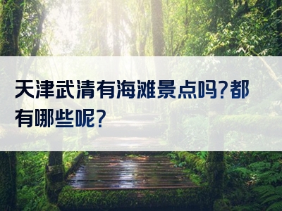 天津武清有海滩景点吗？都有哪些呢？