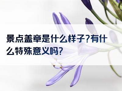 景点盖章是什么样子？有什么特殊意义吗？
