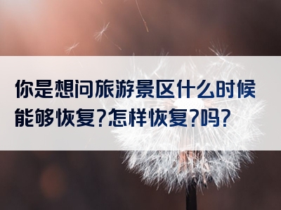 你是想问旅游景区什么时候能够恢复？怎样恢复？吗？