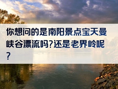 你想问的是南阳景点宝天曼峡谷漂流吗？还是老界岭呢？