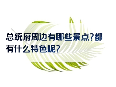 总统府周边有哪些景点？都有什么特色呢？