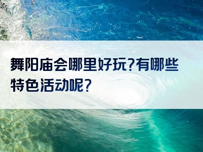 舞阳庙会哪里好玩？有哪些特色活动呢？