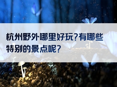杭州野外哪里好玩？有哪些特别的景点呢？