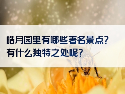皓月园里有哪些著名景点？有什么独特之处呢？