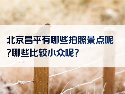 北京昌平有哪些拍照景点呢？哪些比较小众呢？