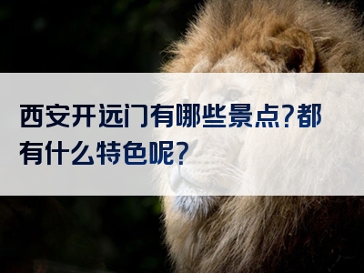 西安开远门有哪些景点？都有什么特色呢？
