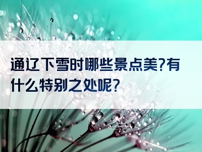 通辽下雪时哪些景点美？有什么特别之处呢？