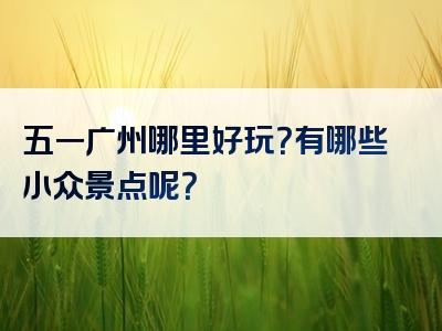 五一广州哪里好玩？有哪些小众景点呢？