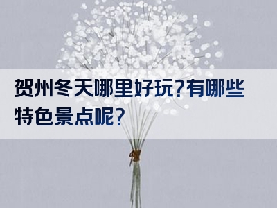 贺州冬天哪里好玩？有哪些特色景点呢？