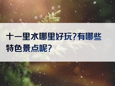 十一里水哪里好玩？有哪些特色景点呢？