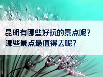 昆明有哪些好玩的景点呢？哪些景点最值得去呢？