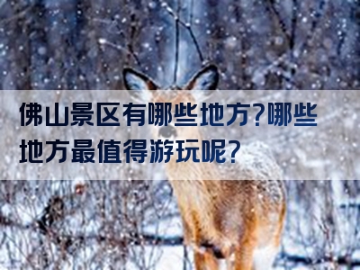 佛山景区有哪些地方？哪些地方最值得游玩呢？