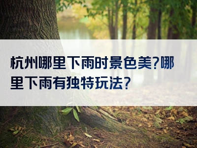 杭州哪里下雨时景色美？哪里下雨有独特玩法？