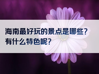 海南最好玩的景点是哪些？有什么特色呢？