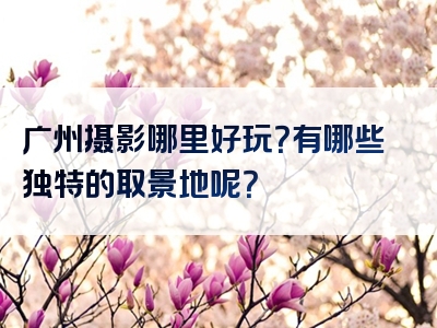 广州摄影哪里好玩？有哪些独特的取景地呢？
