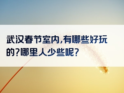武汉春节室内，有哪些好玩的？哪里人少些呢？