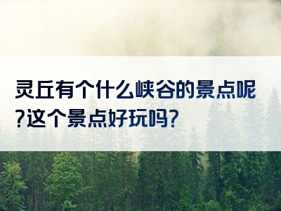 灵丘有个什么峡谷的景点呢？这个景点好玩吗？