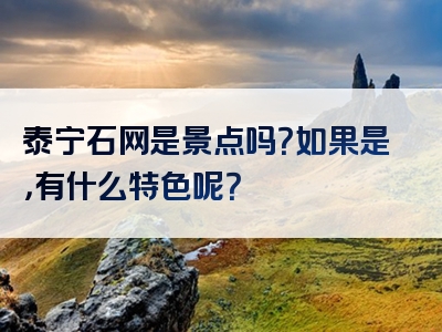 泰宁石网是景点吗？如果是，有什么特色呢？