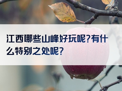 江西哪些山峰好玩呢？有什么特别之处呢？