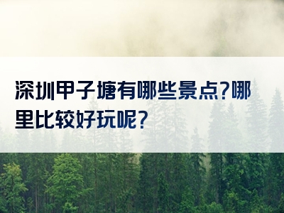 深圳甲子塘有哪些景点？哪里比较好玩呢？