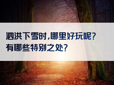 泗洪下雪时，哪里好玩呢？有哪些特别之处？