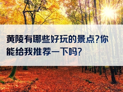 黄陵有哪些好玩的景点？你能给我推荐一下吗？