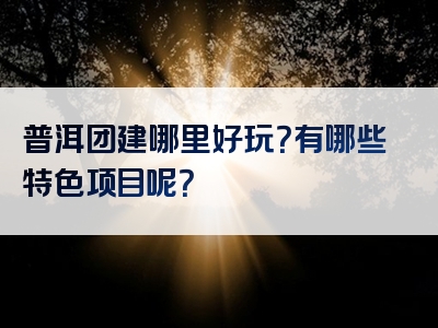 普洱团建哪里好玩？有哪些特色项目呢？