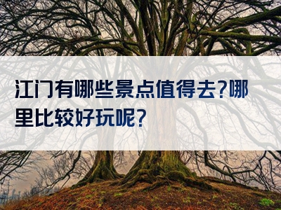 江门有哪些景点值得去？哪里比较好玩呢？