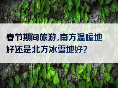 春节期间旅游，南方温暖地好还是北方冰雪地好？