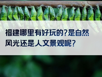福建哪里有好玩的？是自然风光还是人文景观呢？