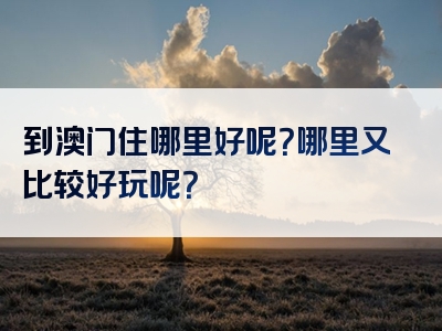 到澳门住哪里好呢？哪里又比较好玩呢？
