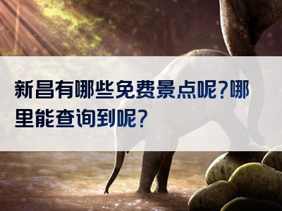 新昌有哪些免费景点呢？哪里能查询到呢？