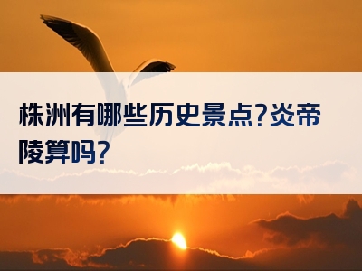 株洲有哪些历史景点？炎帝陵算吗？