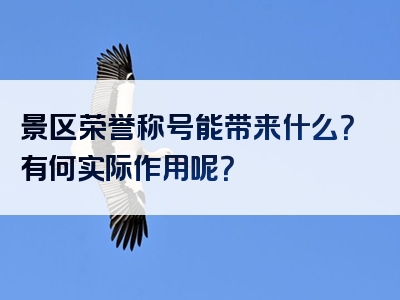 景区荣誉称号能带来什么？有何实际作用呢？
