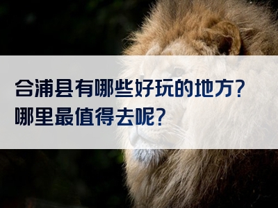 合浦县有哪些好玩的地方？哪里最值得去呢？