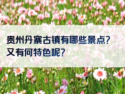 贵州丹寨古镇有哪些景点？又有何特色呢？