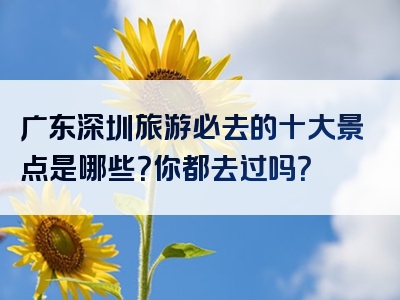 广东深圳旅游必去的十大景点是哪些？你都去过吗？