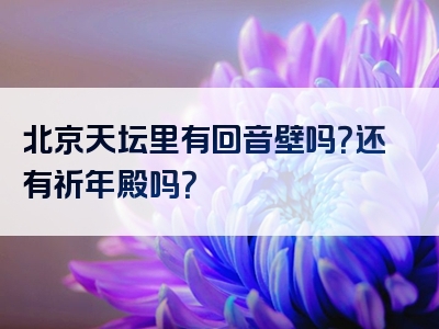 北京天坛里有回音壁吗？还有祈年殿吗？