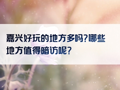 嘉兴好玩的地方多吗？哪些地方值得暗访呢？