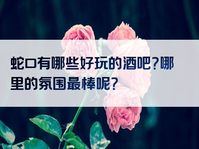蛇口有哪些好玩的酒吧？哪里的氛围最棒呢？