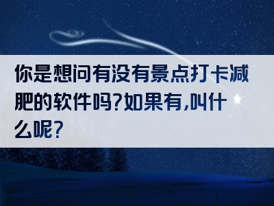 你是想问有没有景点打卡减肥的软件吗？如果有，叫什么呢？