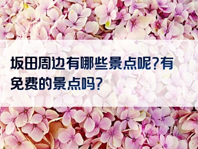 坂田周边有哪些景点呢？有免费的景点吗？